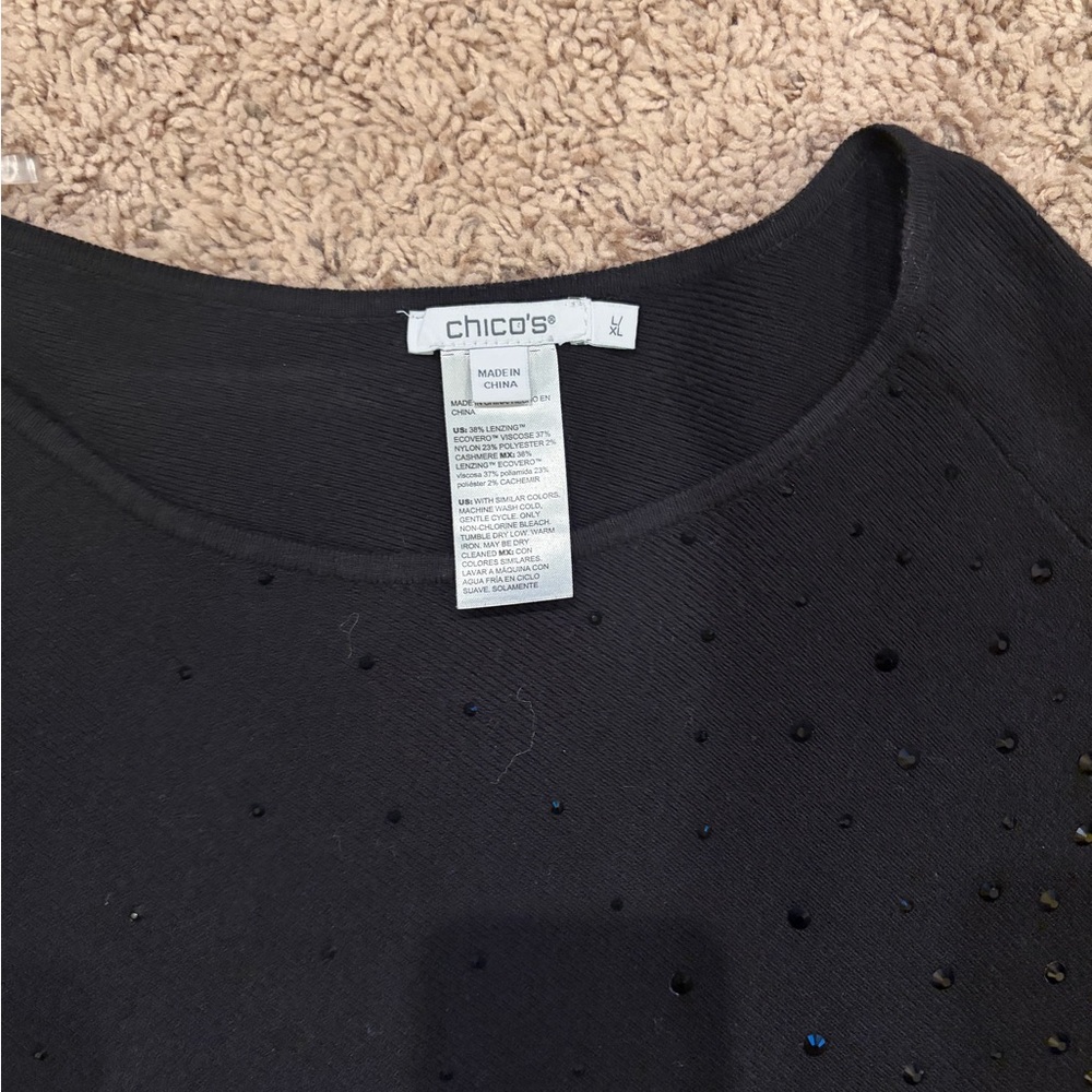 Chico's Elegant Black Top with Sparkling Details